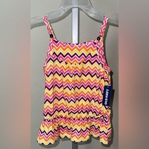 Old Navy Navy Beaded Spaghetti Strap Chevron Stripe Top, Size 2T